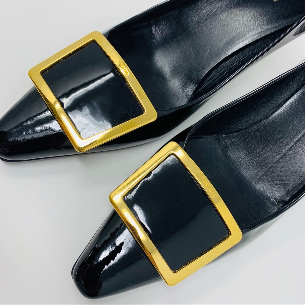 PRADA AUTHENTIC PATENTED LEATHER HEELS